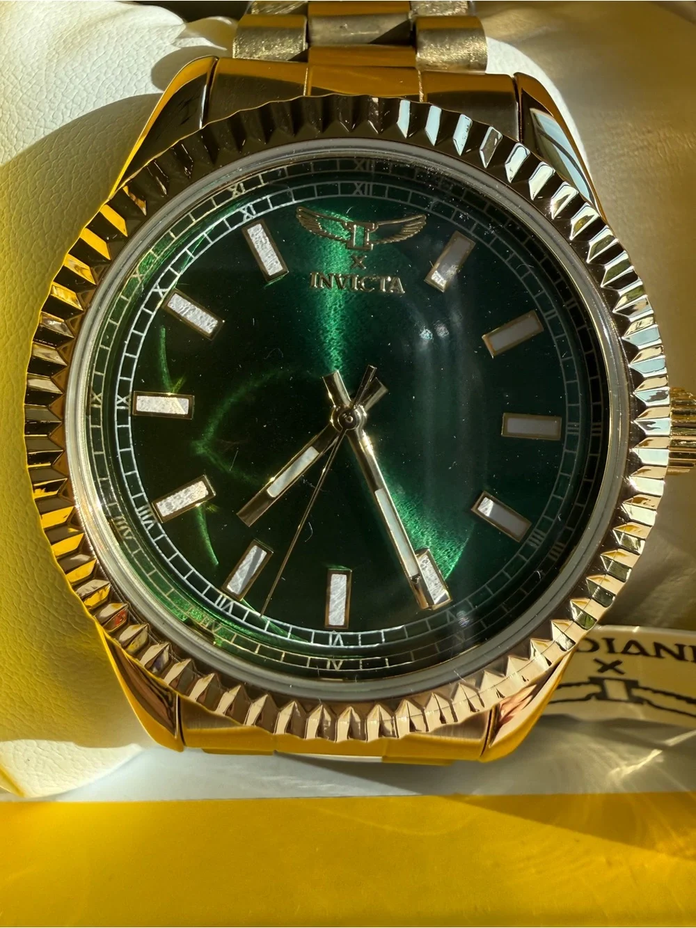 Invicta Men’s 40mm Gold Tone Watch Green Dial New in Box